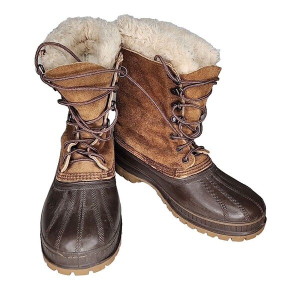 Sorel Boots Kaufman Men Waterproof Winter Duck Rubber Suede Leather Wool Lined 8 - Picture 4 of 8